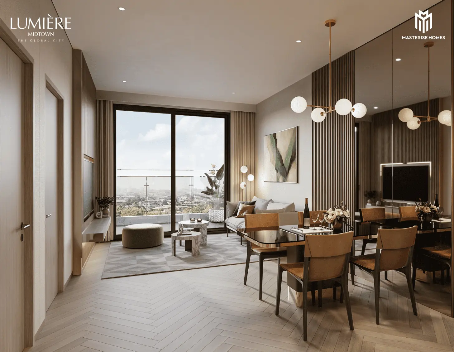 Không gian sống hiện đại và sang trọng tại căn hộ LUMIÈRE Midtown.