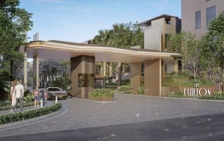 Lối vào chính của The Fullton CapitaLand tại khu đô thị Vinhomes Ocean Park 3, Hưng Yên.