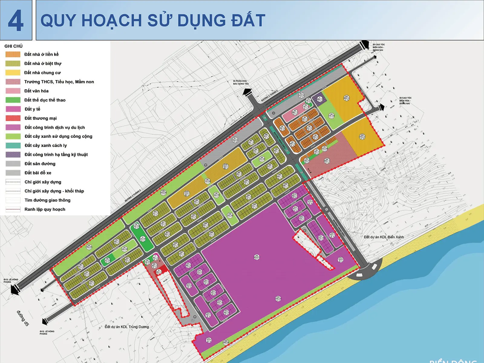 Quy hoạch sử dụng đất của dự án Khu đô thị Sun Group Vũng Tàu với các khu chức năng đa dạng.
