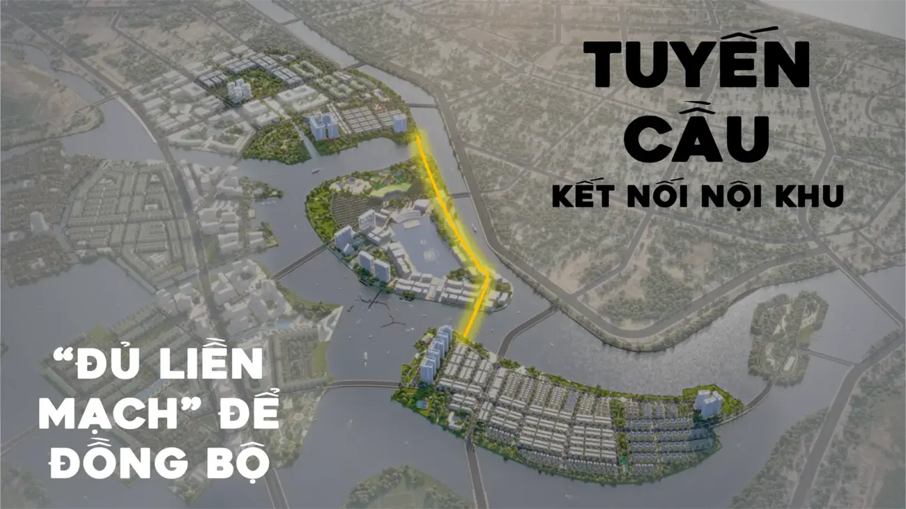 Tổng quan dự án Charmora City với 3 đảo lớn kết nối bằng cầu, phát triển bởi Tập đoàn Sun Group.